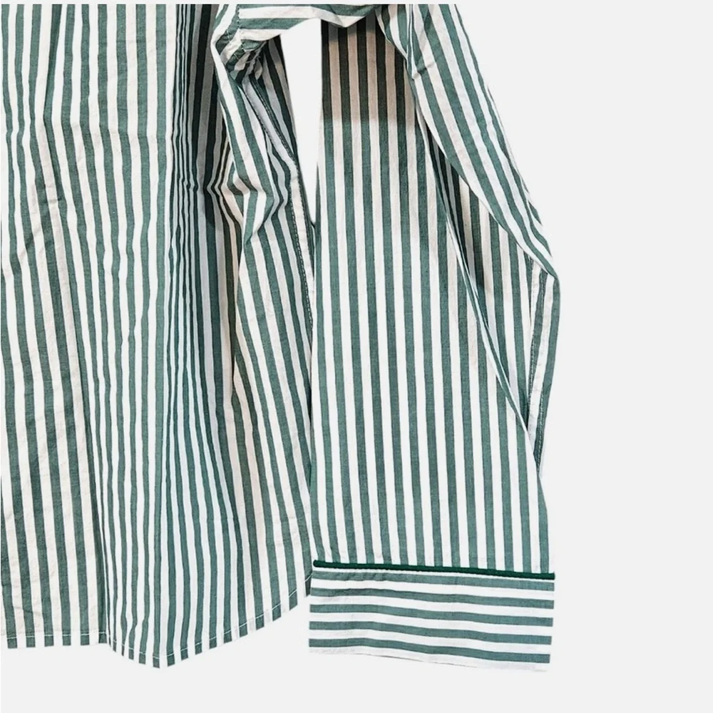 J.Crew Green and‎ White Striped Pajama blouse size S
